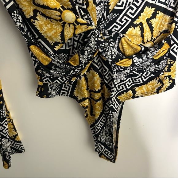 A3 Design | black, white, gold long sleeve bodysuit | medium - Picture 3 of 6